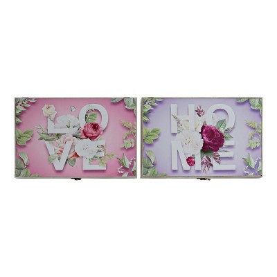 Decorative box DKD Home Decor Pink Lilac MDF Wood Tropical Counter (2 Units)