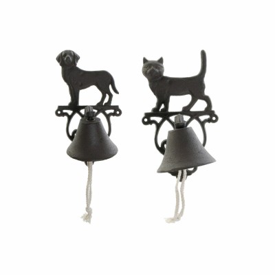 Decorative cooker hood DKD Home Decor Brown Dark brown Rope Iron Cat Dog 14 x 15 x 24 cm (2 Units)