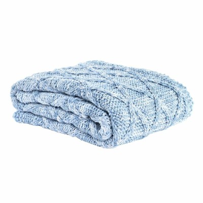 Couvre-Lits DKD Home Decor Bleu Bleu ciel 150 x 125 x 1 cm (2 Unités)