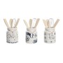 Pot for Kitchen Utensils DKD Home Decor Metal Dolomite MDF Wood 12 x 12 x 25 cm (3 Units)