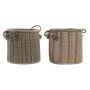 Multi-purpose basket DKD Home Decor Brown Black Red Jute Natural Fibre Boho 30 x 30 x 36 cm (2 Units)