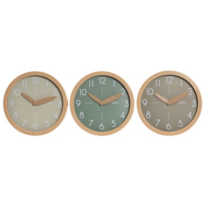 Horloge Murale Home ESPRIT Marron Vert Gris polystyrène 30 x 4 x 30 cm (3 Unités)