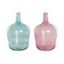 Vase DKD Home Decor Vert Rose Verre trempé 25 x 25 x 40 cm (2 Unités)