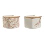 Salt Shaker with Lid Home ESPRIT White Pink Lilac Bamboo 750 ml 14 x 12,5 x 12 cm (2 Units)