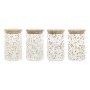 Tin DKD Home Decor Bamboo Borosilicate Glass Shabby Chic 1 L 10 x 10 x 17 cm (4 Units)