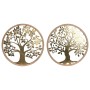 Décoration murale Home ESPRIT Doré Naturel Arbre Cottage 60 x 1,5 x 60 cm (2 Unités)