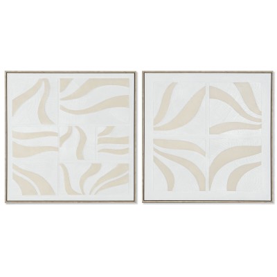 Cadre Home ESPRIT Blanc Beige Abstrait Scandinave 83 x 4,5 x 83 cm (2 Unités)