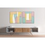 Painting Home ESPRIT White Pink Turquoise Abstract Urban 102 x 4,5 x 102 cm (2 Units)