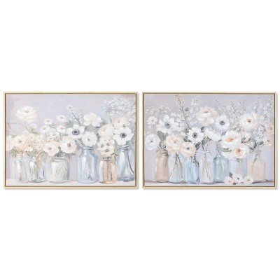 Painting Home ESPRIT Blue White Green Beige Vase Shabby Chic 70 x 3,5 x 50 cm (2 Units)