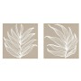 Painting Home ESPRIT White Natural Leaf of a plant Scandinavian 83 x 4,5 x 83 cm (2 Units)