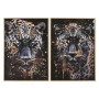 Painting Home ESPRIT Black Golden Leopard Colonial Lacquered 50 x 3,5 x 70 cm (2 Units)