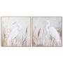 Painting Home ESPRIT White Beige Grey Bird Oriental 80 x 3,5 x 80 cm (2 Units)