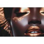Painting Home ESPRIT Black Golden African Woman 80 x 3,5 x 80 cm (2 Units)