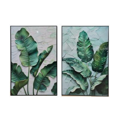 Painting Home ESPRIT Green Palms Tropical 80 x 3,5 x 120 cm (2 Units)