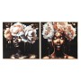 Cadre Home ESPRIT Blanc Noir Doré Fleurs 80 x 3,5 x 80 cm (2 Unités)