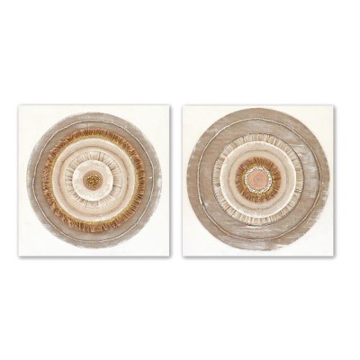 Painting Home ESPRIT Beige Natural Circles Scandinavian 80 x 3 x 80 cm (2 Units)
