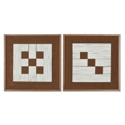 Painting Home ESPRIT White Brown Beige Modern Urban 50 x 3 x 50 cm (2 Units)