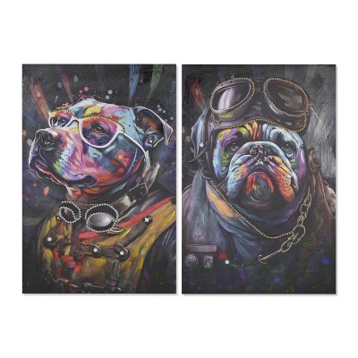 Painting Home ESPRIT Black Modern Dog 60 x 3 x 90 cm (2 Units)