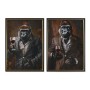 Painting Home ESPRIT Brown Black Gorilla Loft Lacquered 51,5 x 4,5 x 71,5 cm (2 Units)