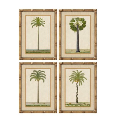 Painting Home ESPRIT Green Natural Palms Tropical 45 x 2,5 x 60 cm (4 Units)