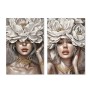Painting Home ESPRIT White Beige Flowers Romantic 60 x 3 x 90 cm (2 Units)