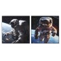 Painting Home ESPRIT Blue Black Modern Astronaut Lacquered 100 x 4 x 100 cm (2 Units)