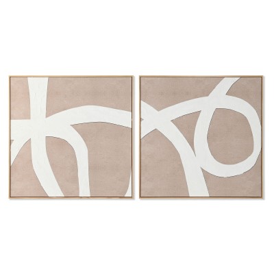 Cadre Home ESPRIT Blanc Beige Abstrait 103 x 4,3 x 103 cm (2 Unités)