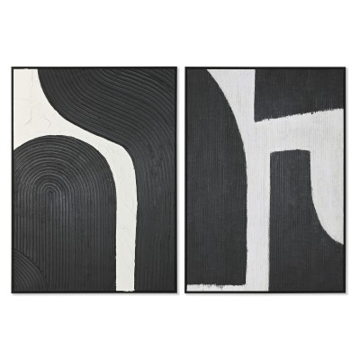 Cadre Home ESPRIT Blanc Noir Abstrait 103 x 4,3 x 143 cm (2 Unités)