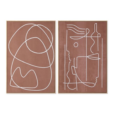 Cadre Home ESPRIT Beige Terre cuite Abstrait 83 x 4,3 x 123 cm (2 Unités)