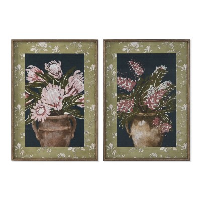 Painting Home ESPRIT Blue Green Pink Shabby Chic Vase 50 x 2,5 x 70 cm (2 Units)