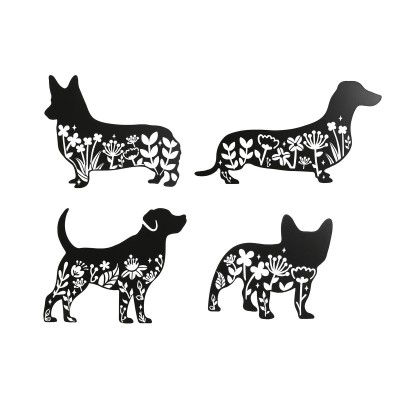 Décoration murale Home ESPRIT Noir Chien 40 x 1 x 33 cm (4 Unités)