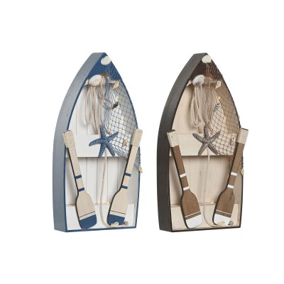 Decorative Figure Home ESPRIT Blue White Brown 20 x 7 x 40 cm (2 Units)