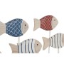 Decorative Figure Home ESPRIT Blue White Red Fish 17 x 6 x 25 cm (2 Units)