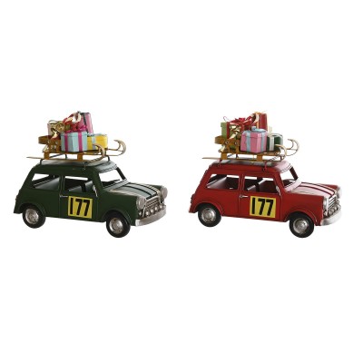 Décorations de Noël DKD Home Decor Rouge Vert 25 x 12,5 x 19,5 cm (2 Unités)