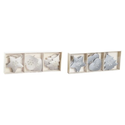Hanging decoration DKD Home Decor White Grey Metal 7 x 2 x 7 cm (6 Pieces) (2 Units)