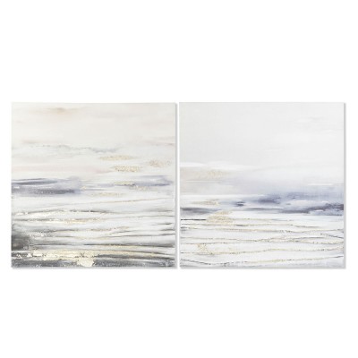 Cadre DKD Home Decor Bleu Gris Abstrait Moderne 90 x 3,7 x 90 cm (2 Unités)