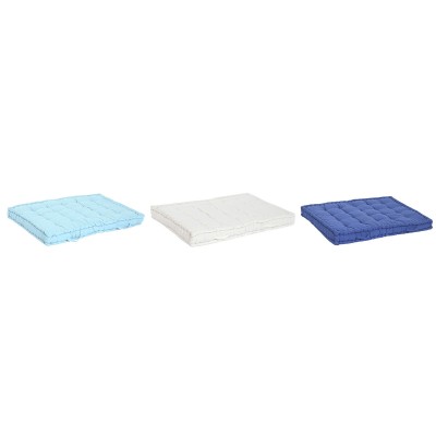 Floor cushion DKD Home Decor Blue Navy Blue Greige 110 x 78 x 12 cm (3 Units)