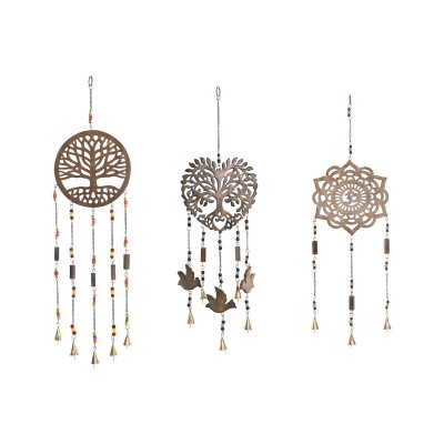 Decorative Figure Home ESPRIT Brown Tree Heart Sun 20 x 20 x 61 cm (3 Units)