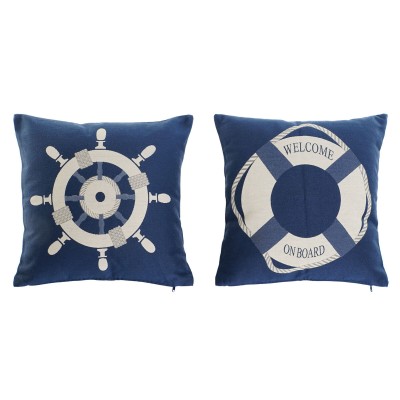 Coussin Home ESPRIT Bleu Blanc 45 x 10 x 45 cm (2 Unités)