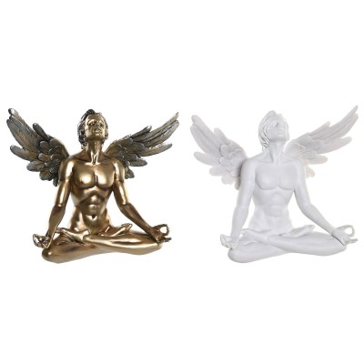 Figurine Décorative DKD Home Decor Blanc Doré Ange Néoclassique 31,5 x 17 x 26,5 cm (2 Unités)