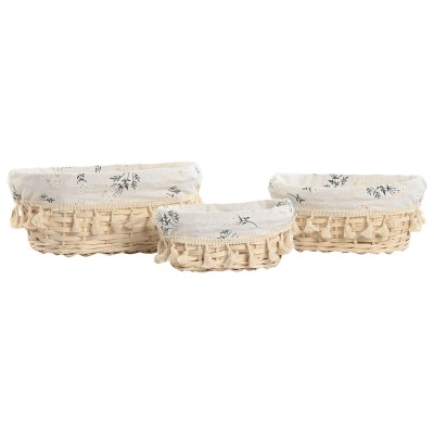 Basket set Home ESPRIT Natural wicker (3 Pieces)