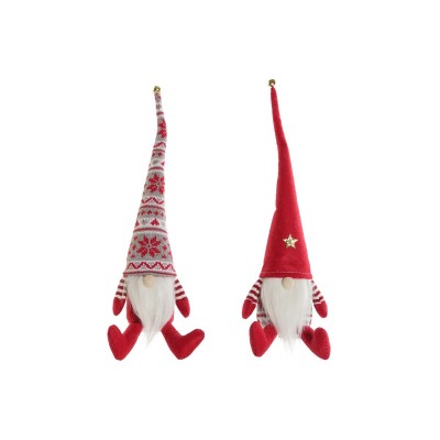Christmas bauble DKD Home Decor White Red Gnome 10 x 10 x 40 cm (2 Units)