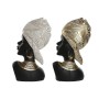 Decorative Figure Home ESPRIT White Black Golden African Woman 22 x 11 x 37 cm (2 Units)