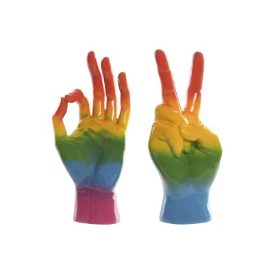 Figurine Décorative Home ESPRIT Multicouleur Main 16 x 10 x 36 cm (2 Unités)