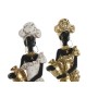Decorative Figure Home ESPRIT White Black Golden African Woman 10 x 7 x 31 cm (2 Units)