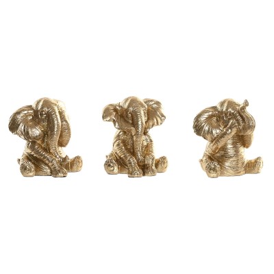 Figurine Décorative Home ESPRIT Doré Eléphant 13 x 12 x 14 cm (3 Unités)