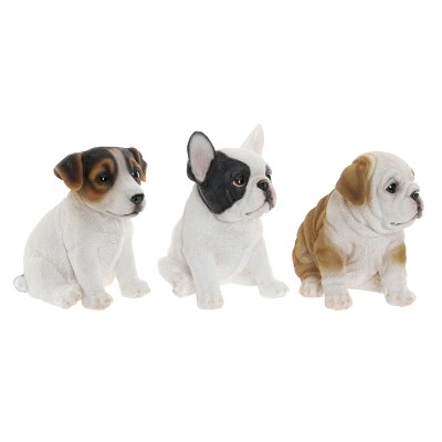 Figurine Décorative Home ESPRIT Blanc Marron Noir Chien 16,5 x 11,5 x 16 cm (3 Unités)