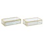 Boîte à bijoux DKD Home Decor Doré Métal Verre 20 x 11 x 5 cm 22 x 12 x 7 cm (2 Unités)