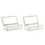 Boîte à bijoux DKD Home Decor Doré Métal Verre 20 x 11 x 5 cm 22 x 12 x 7 cm (2 Unités)