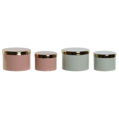 Boîte à bijoux DKD Home Decor Vert Corail Fer 13 x 13 x 9 cm (2 Pièces) (2 Unités)